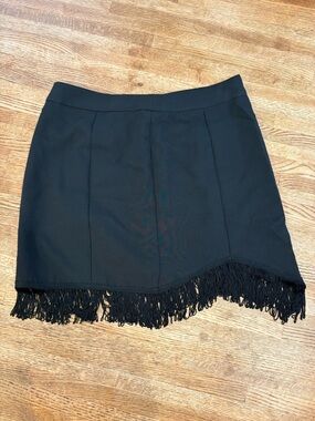 Altar'd State Black Mini Skirt with Fringe Hem